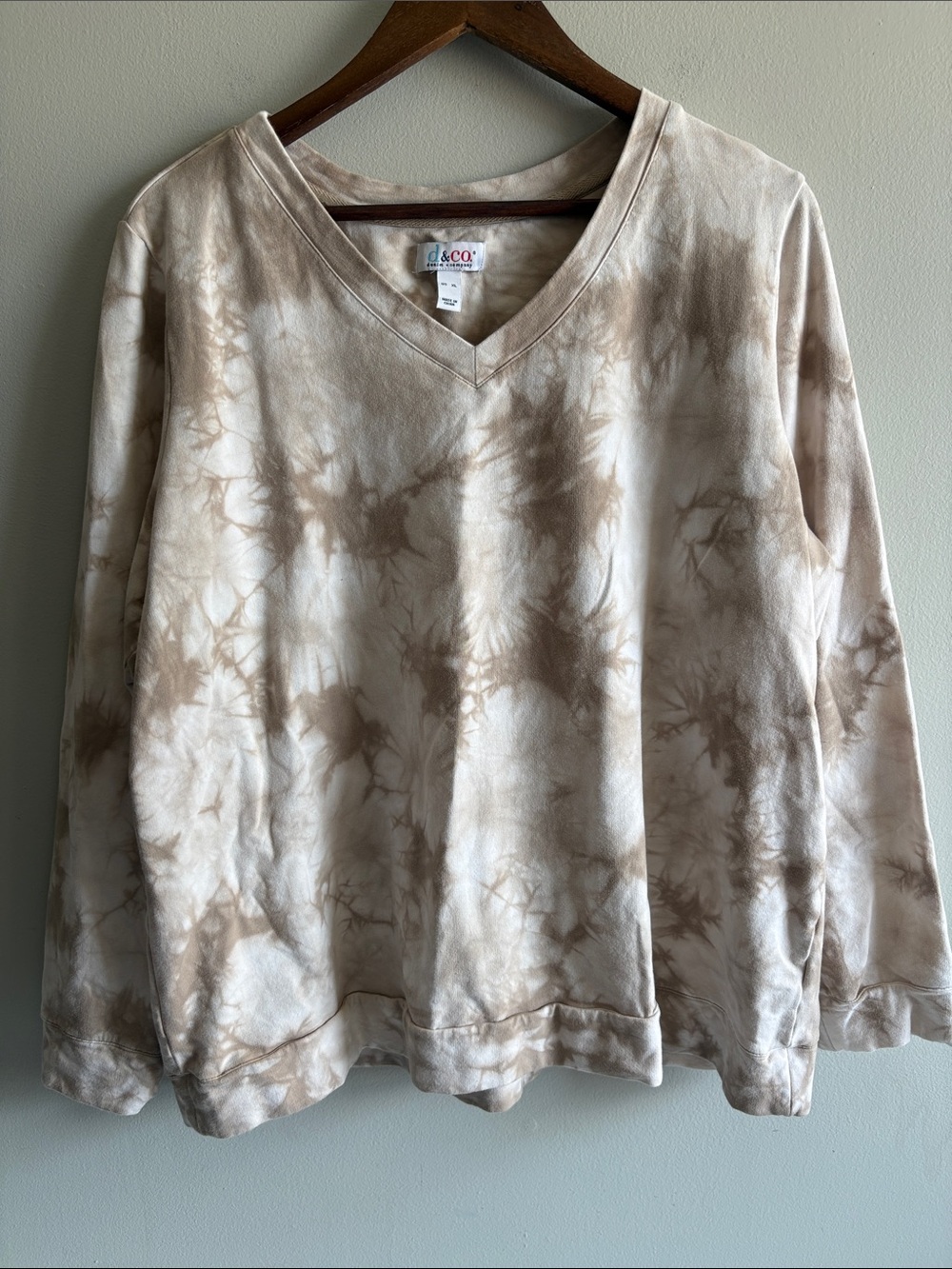 d&co Denim & Company XL Neutral Tie Dye Pullover Sweatshirt Casual Cozy